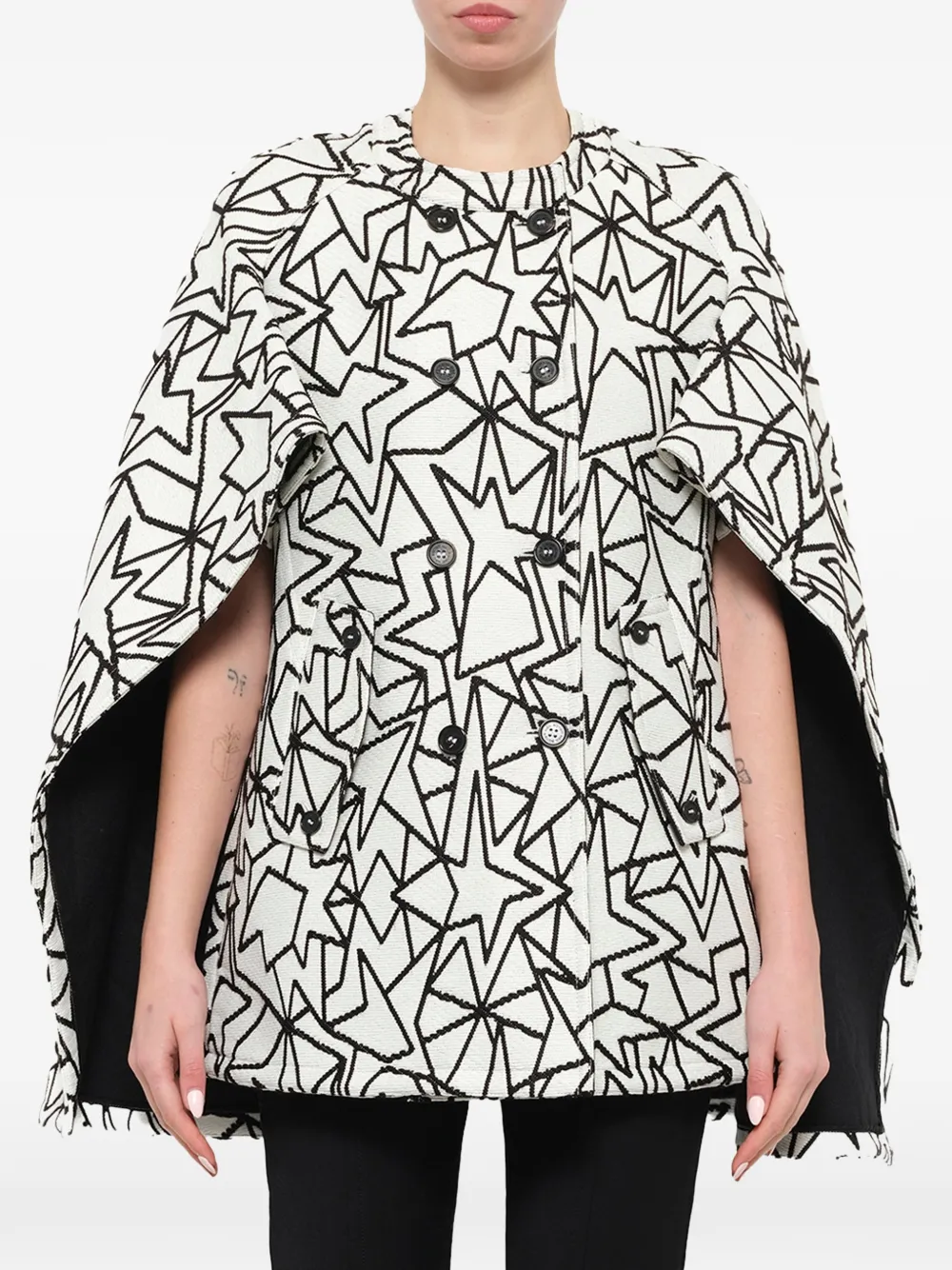 Neil Barrett jacquard double-breasted cape - Bianco
