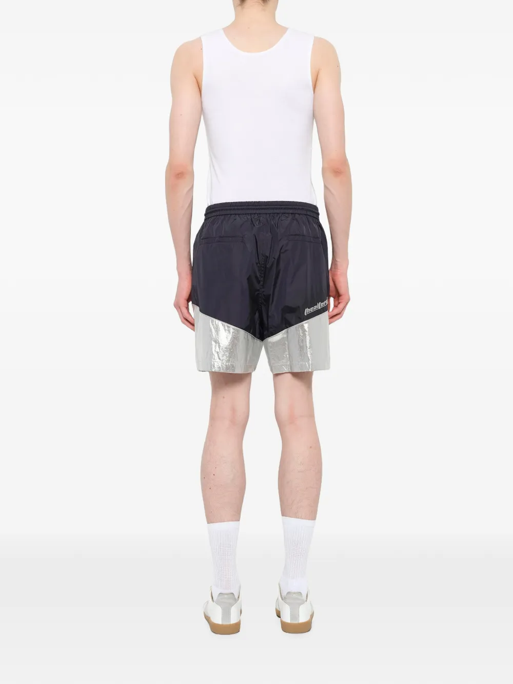 Juunj Metallic-panel Drawstring Shorts In Blue