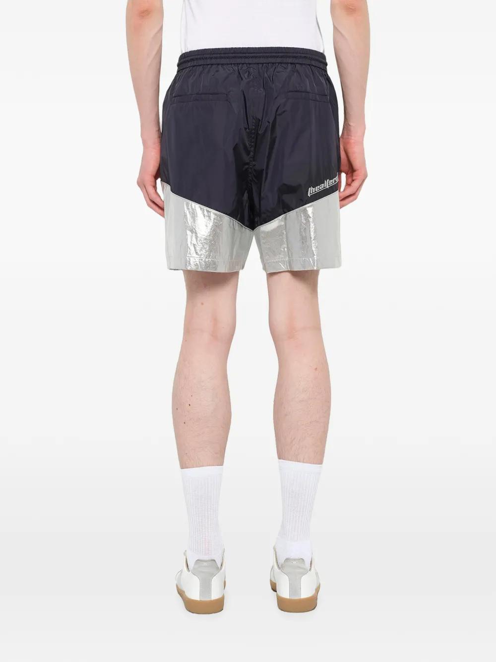 Juunj Metallic-panel Drawstring Shorts In Blue