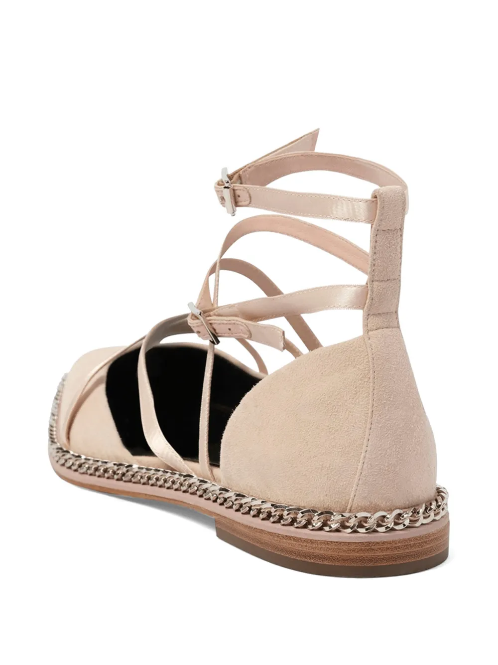 Lanvin chain-trim lace-up sandals Roze