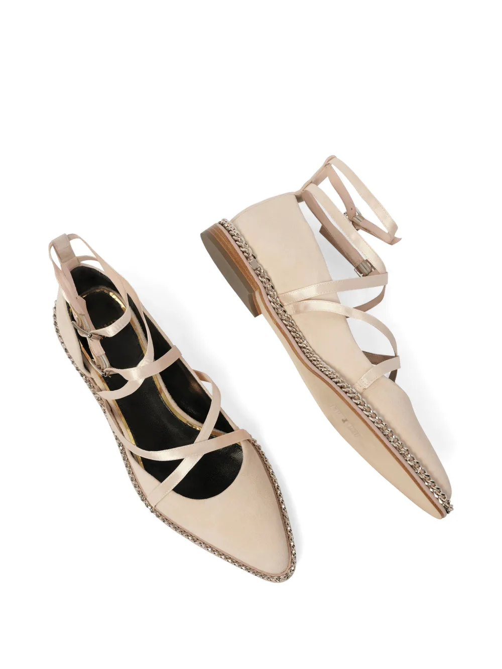 Lanvin chain-trim lace-up sandals Roze