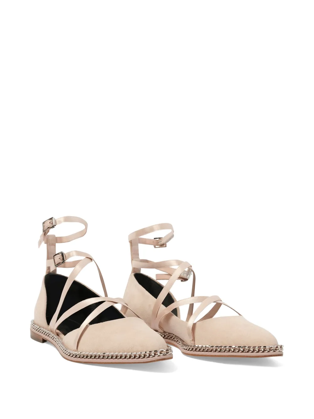Lanvin chain-trim lace-up sandals Roze