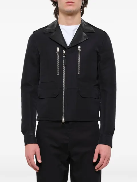 Lanvin leather-trim zip-up jacket