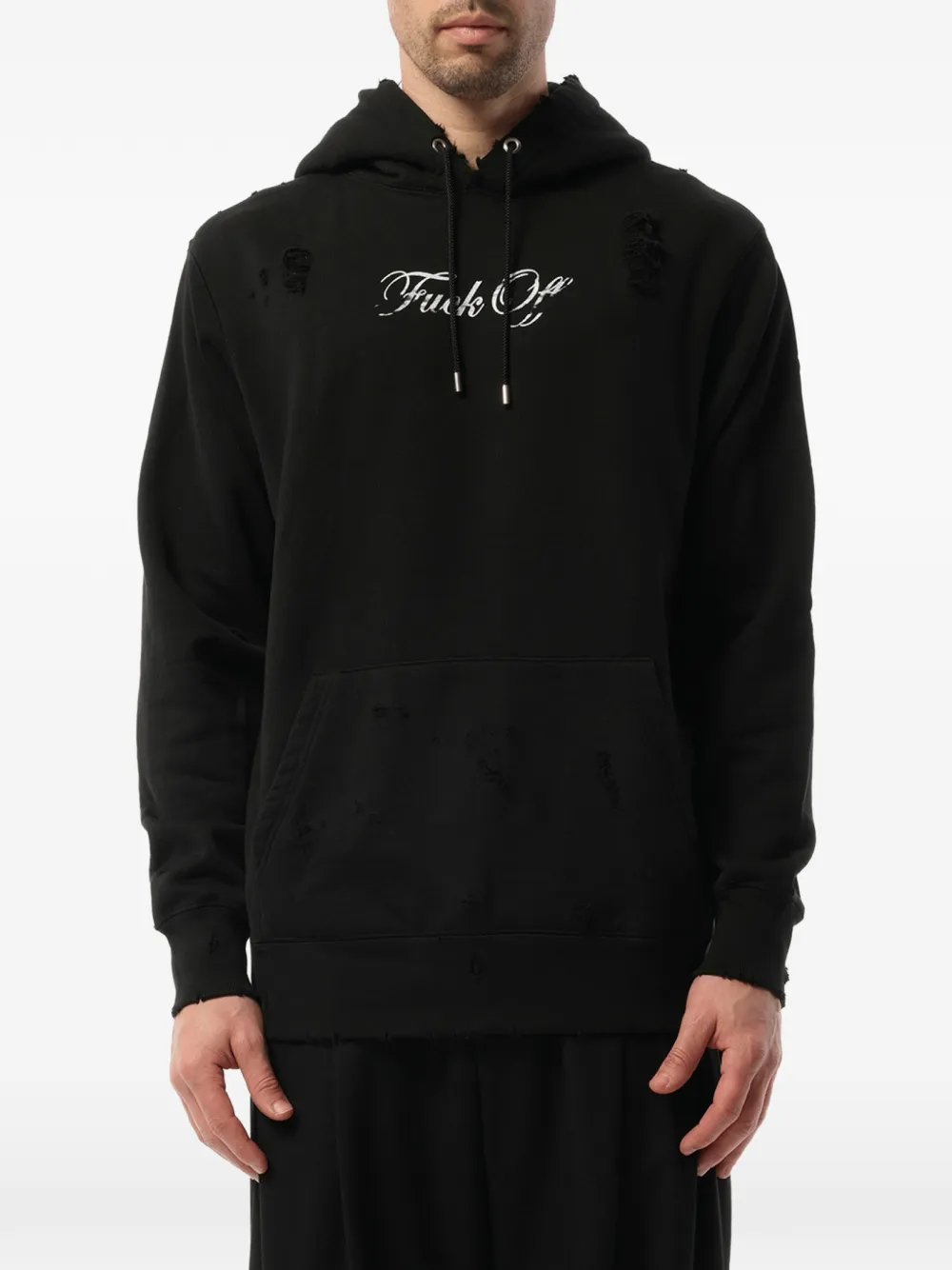 Mastermind Japan distressed skull-print hoodie - Schwarz