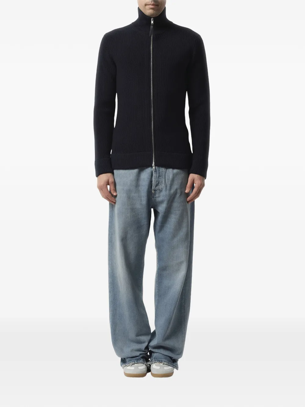 Maison Margiela Geribbeld vest met rits Blauw