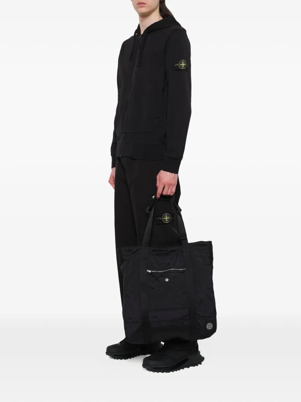 Stone Island Nylon Metal logo-patch tote bag - Nero