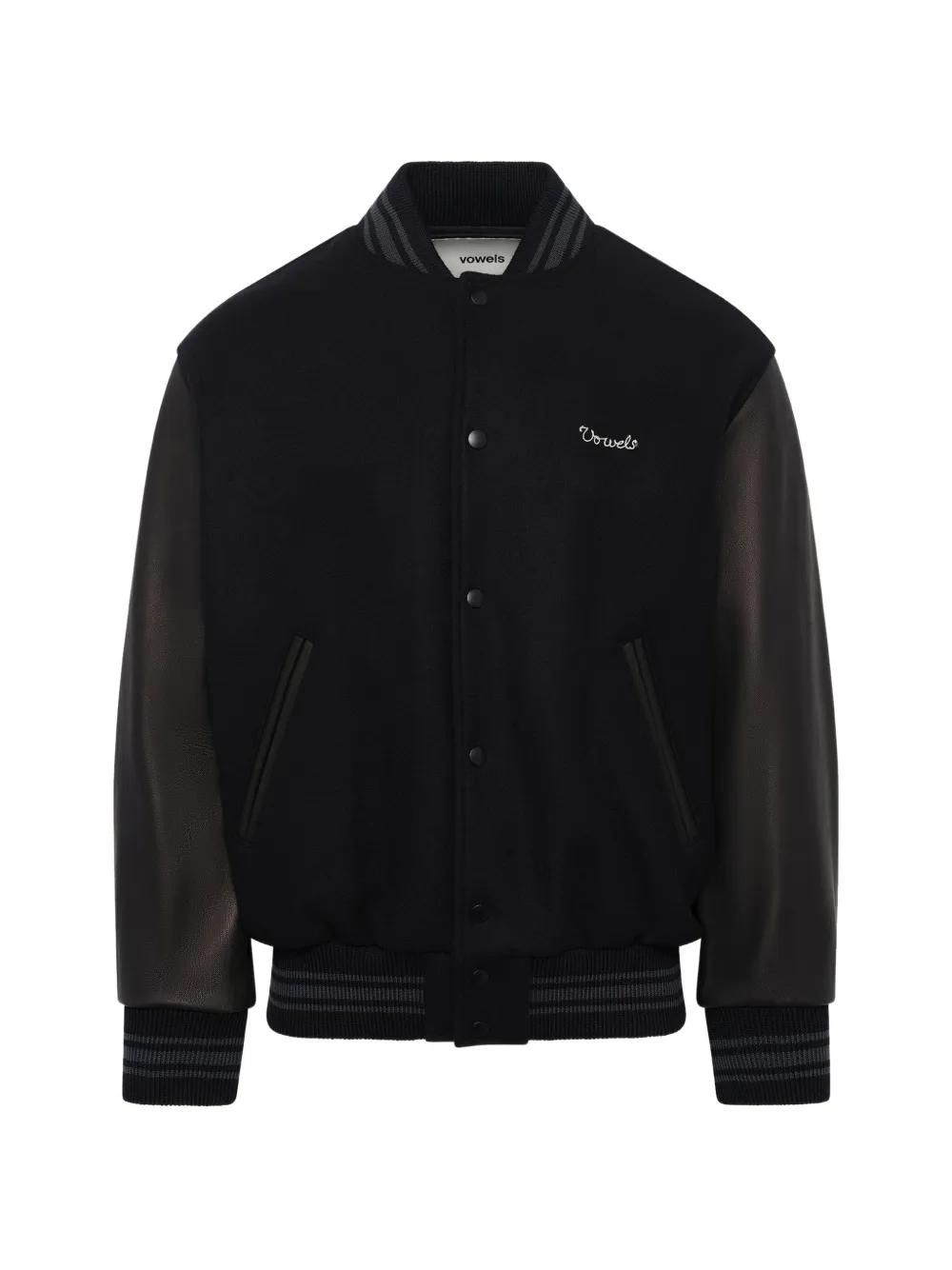 Vowels logo-embroidered wool varsity jacket - Nero