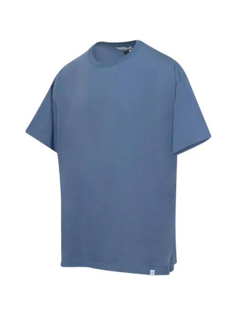 Facetasm striped-print logo-patch T-shirt