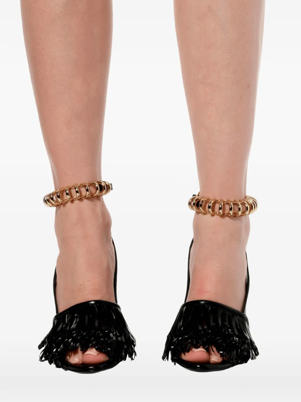 Balenciaga fringe-trimmed ankle-cuff sandals Zwart