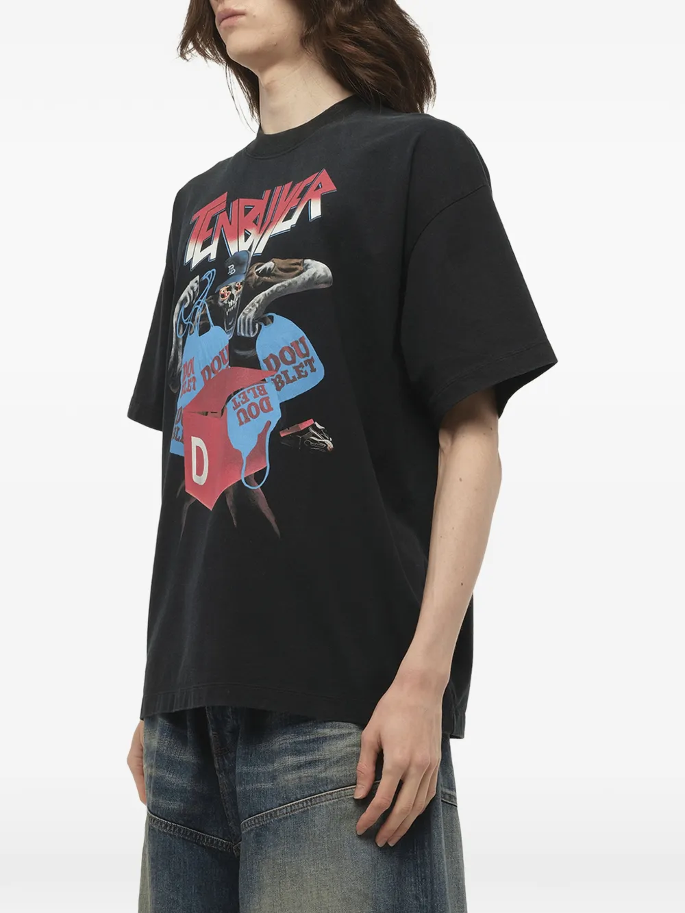 Doublet Tenbuyer graphic-print T-shirt | Black | FARFETCH AO