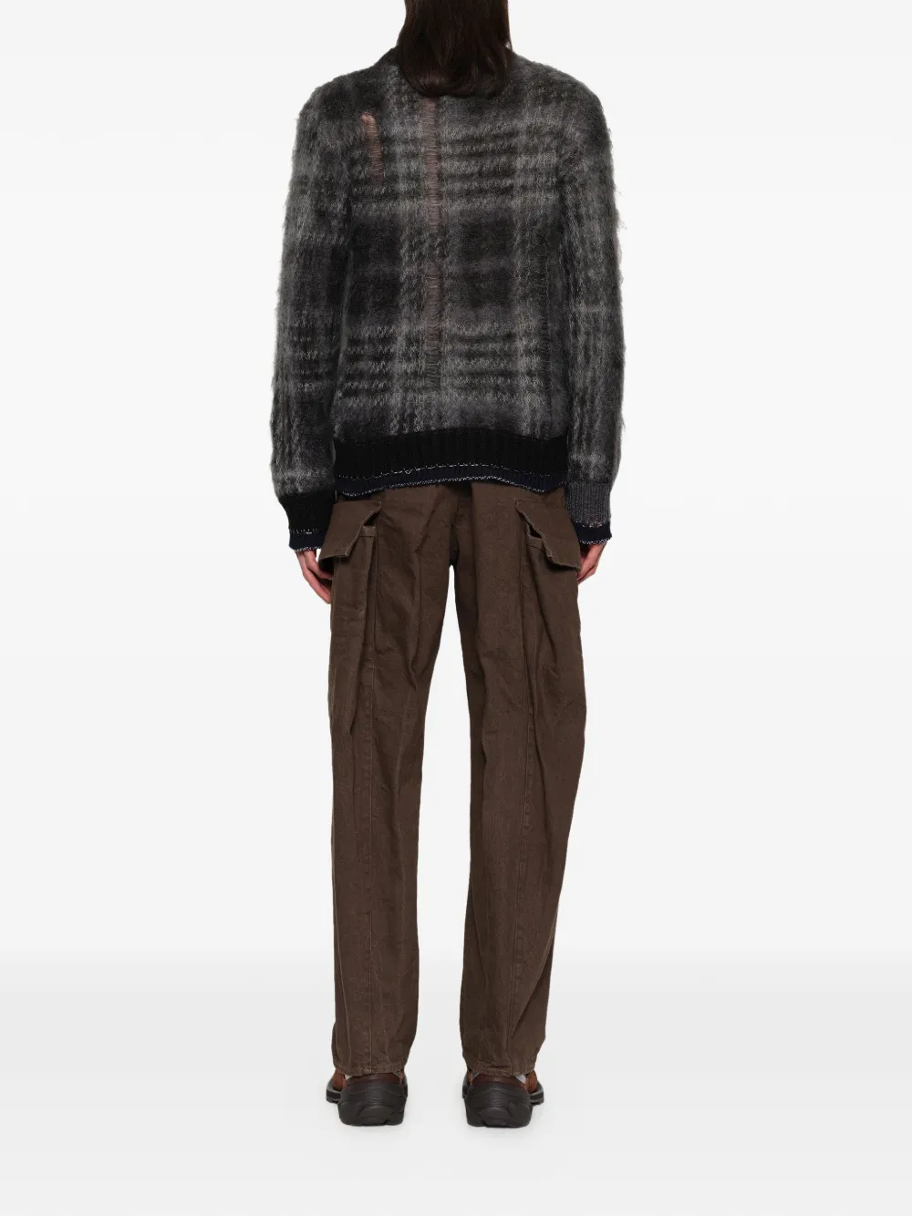 sacai Geruite trui van mohairblend Grijs