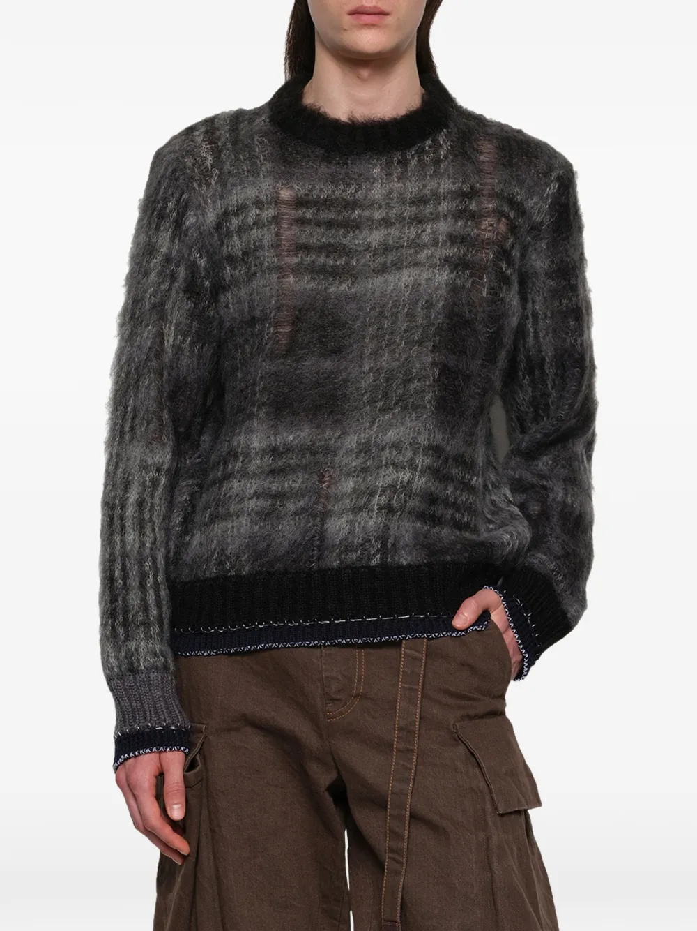 sacai Geruite trui van mohairblend Grijs
