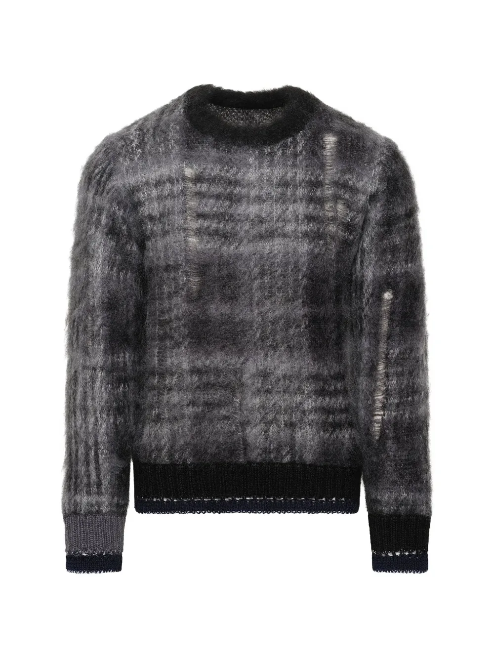 sacai plaid mohair-blend sweater - Grau