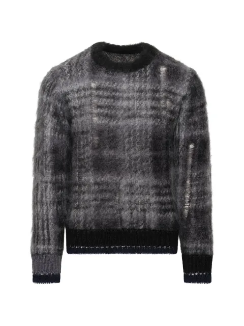 sacai plaid mohair-blend sweater