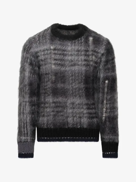 sacai plaid mohair-blend sweater