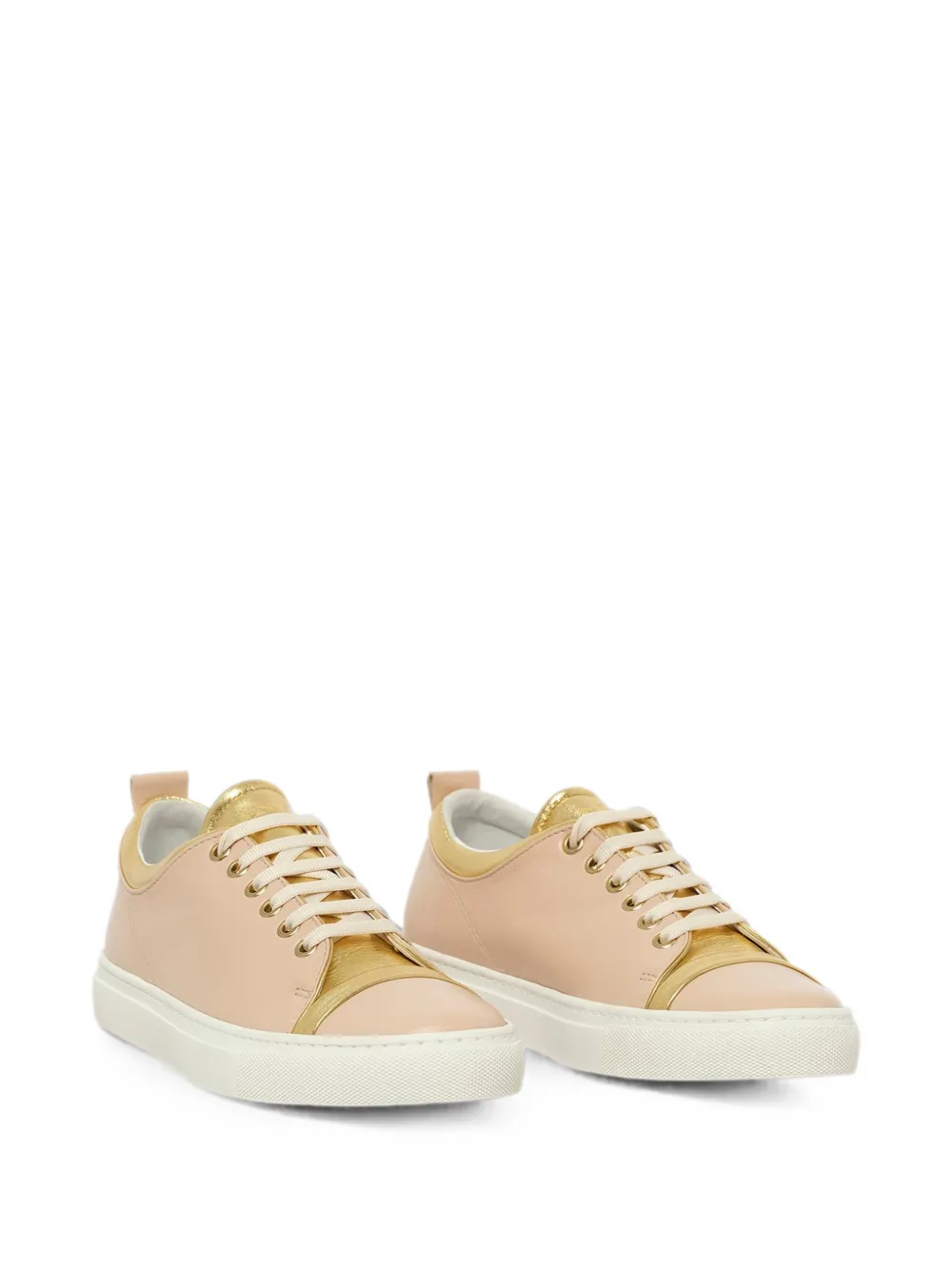 Lanvin metallic-trim lace-up sneakers Beige
