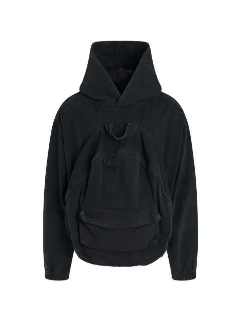 We11done backpack-detail denim hoodie