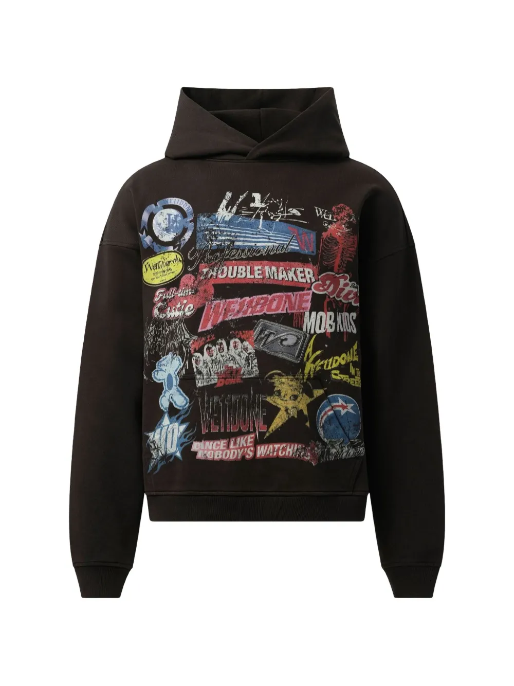 We11done collage-print hoodie - Nero