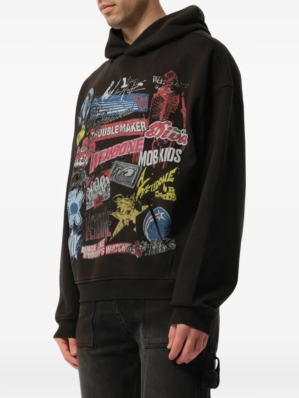 We11done Hoodie met collageprint Zwart