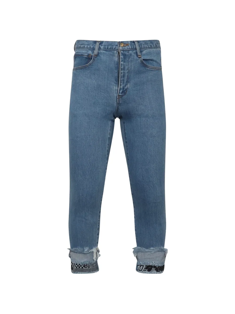 Facetasm cropped print-detail jeans - Blu