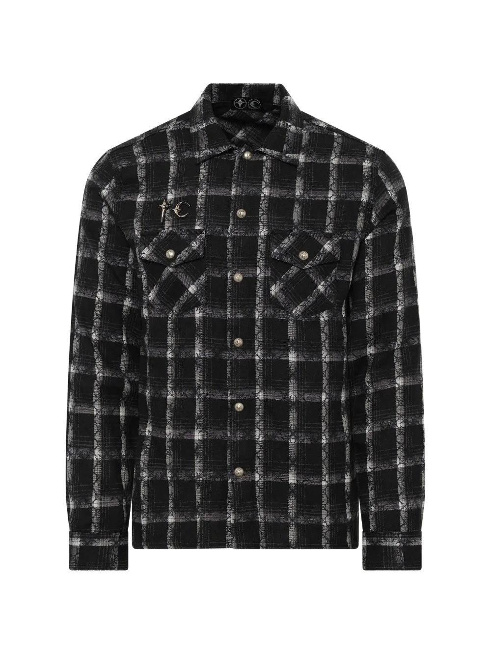 THUG CLUB patterned button-up shirt - Nero