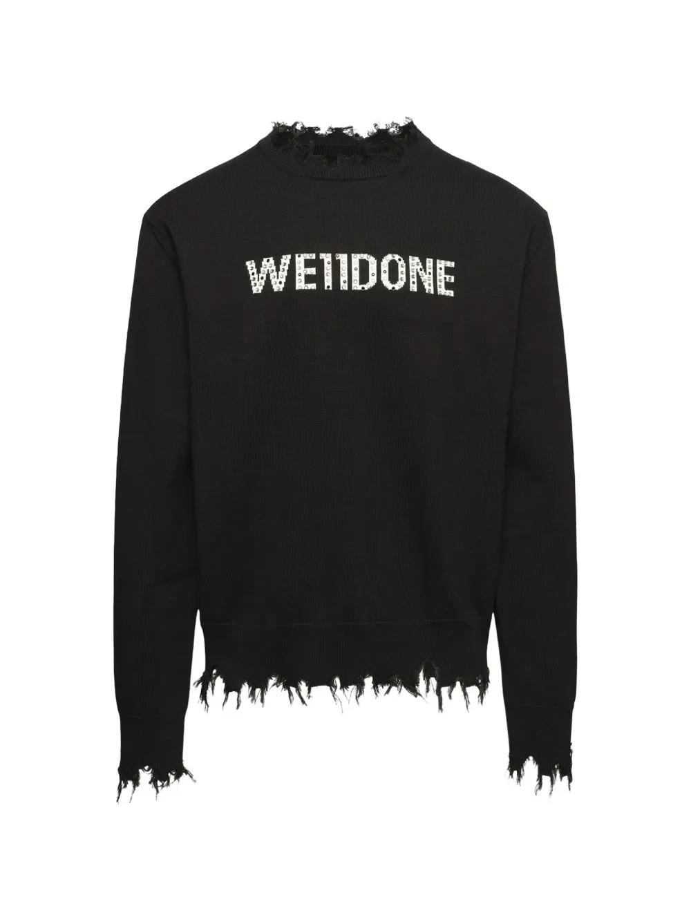We11done rhinestone-embellished distressed sweater - Schwarz