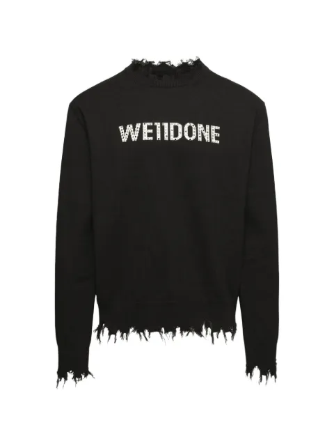 We11done rhinestone-embellished distressed sweater