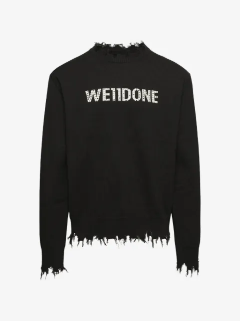 We11done rhinestone-embellished distressed sweater