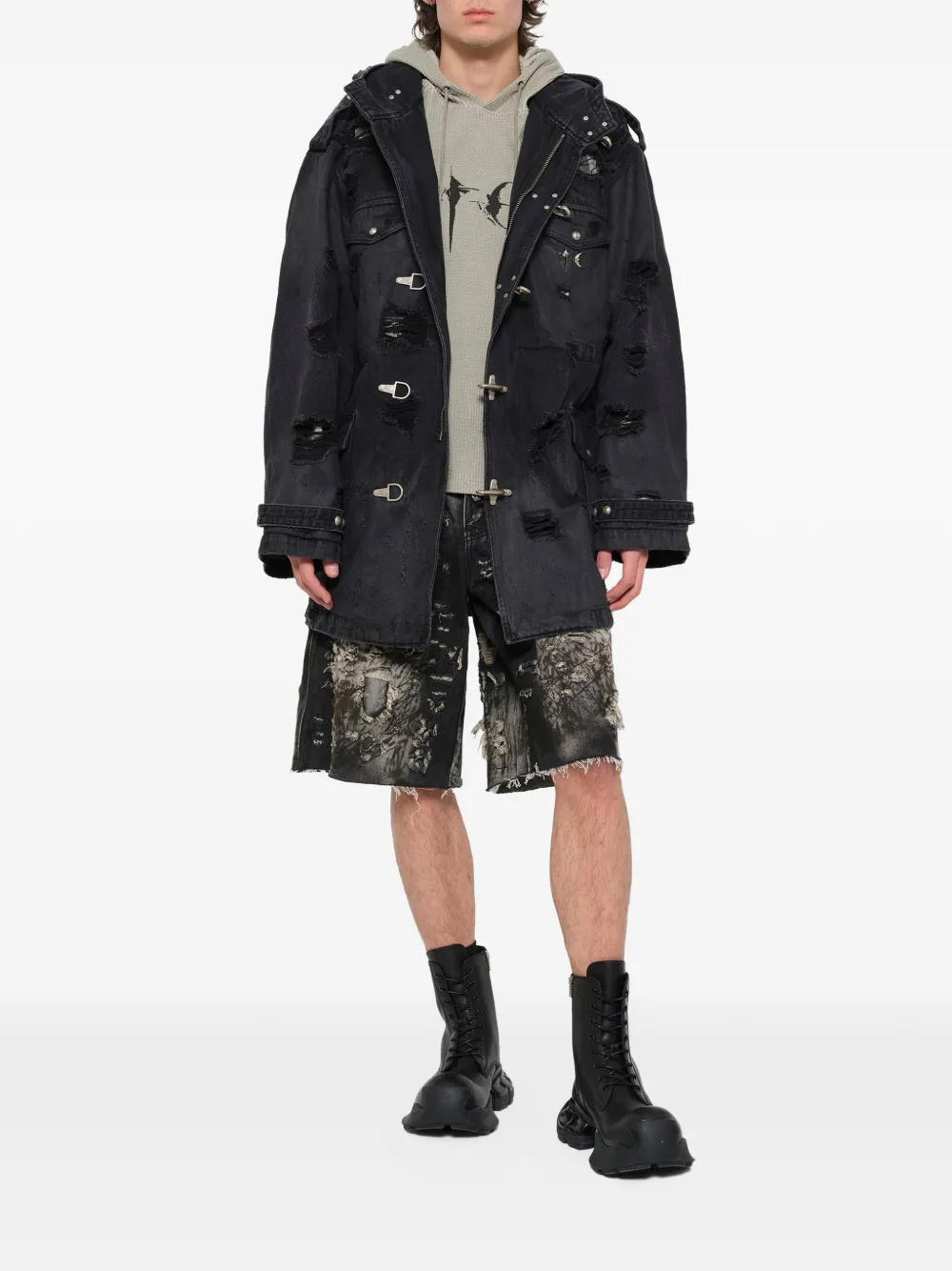 THUG CLUB Shorts met verwassen effect Zwart