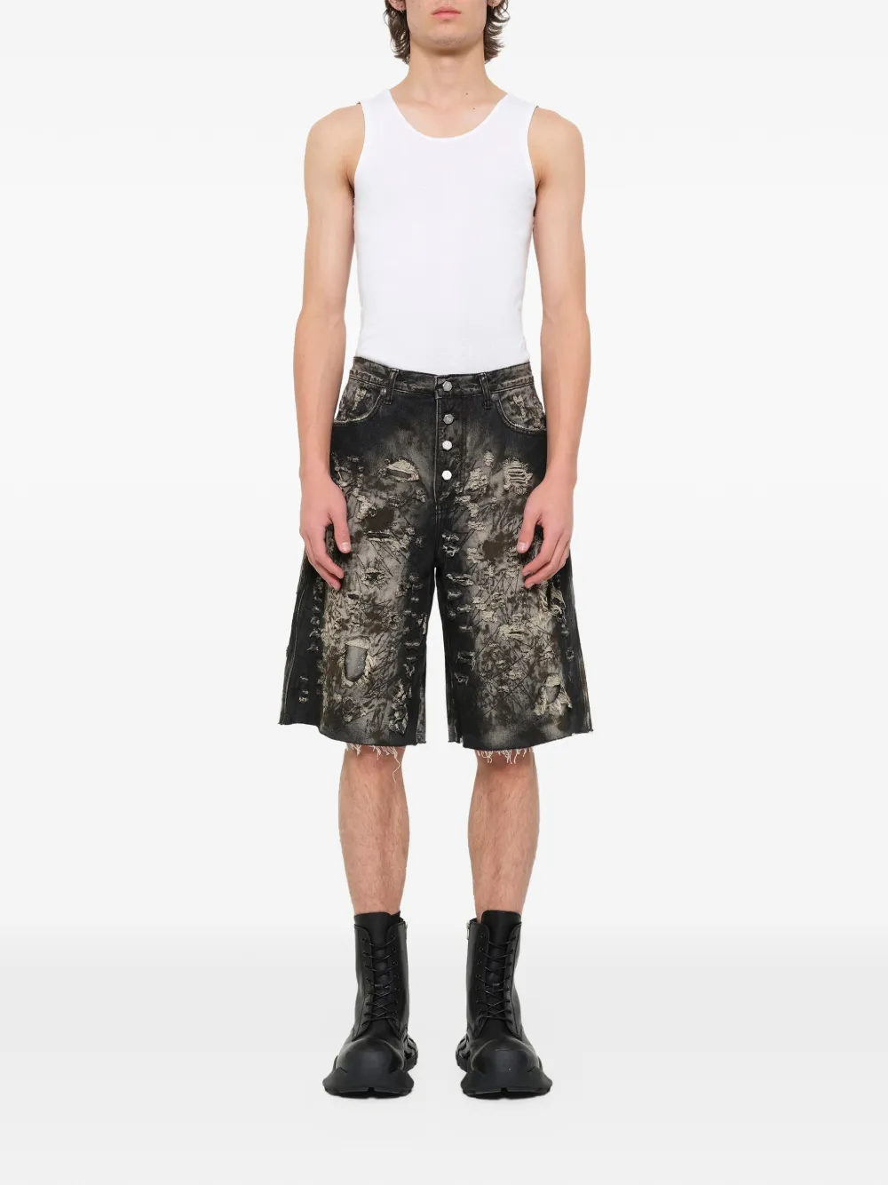 THUG CLUB Shorts met verwassen effect Zwart