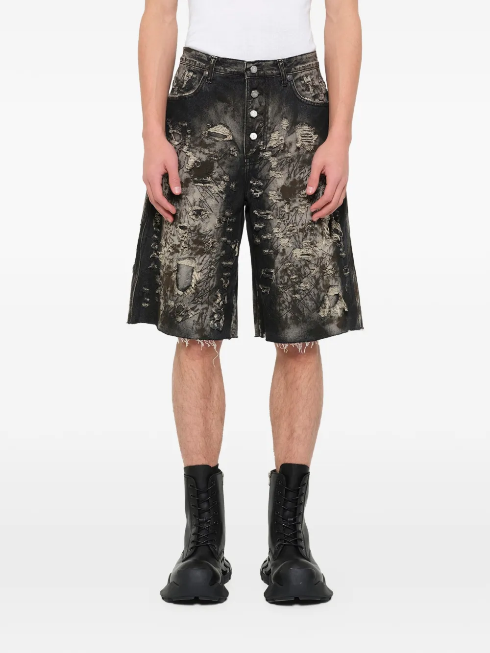 THUG CLUB Shorts met verwassen effect Zwart