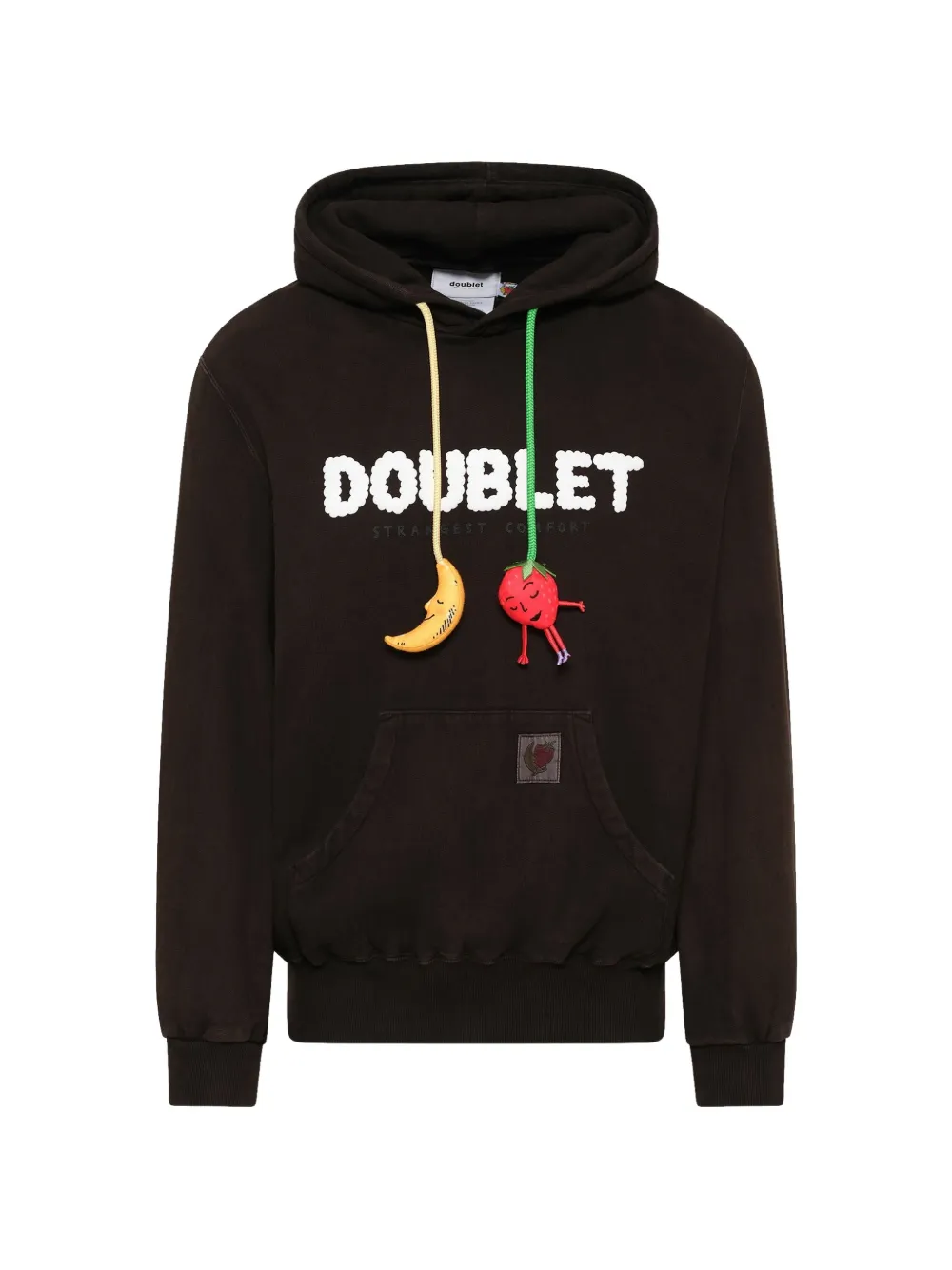 Doublet mud-dyed logo-appliqué hoodie - Brown
