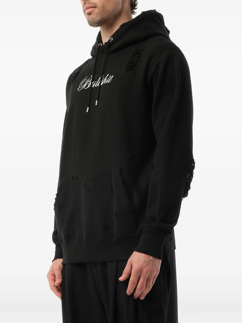 Mastermind Japan Gerafelde hoodie met doodskopprint Zwart