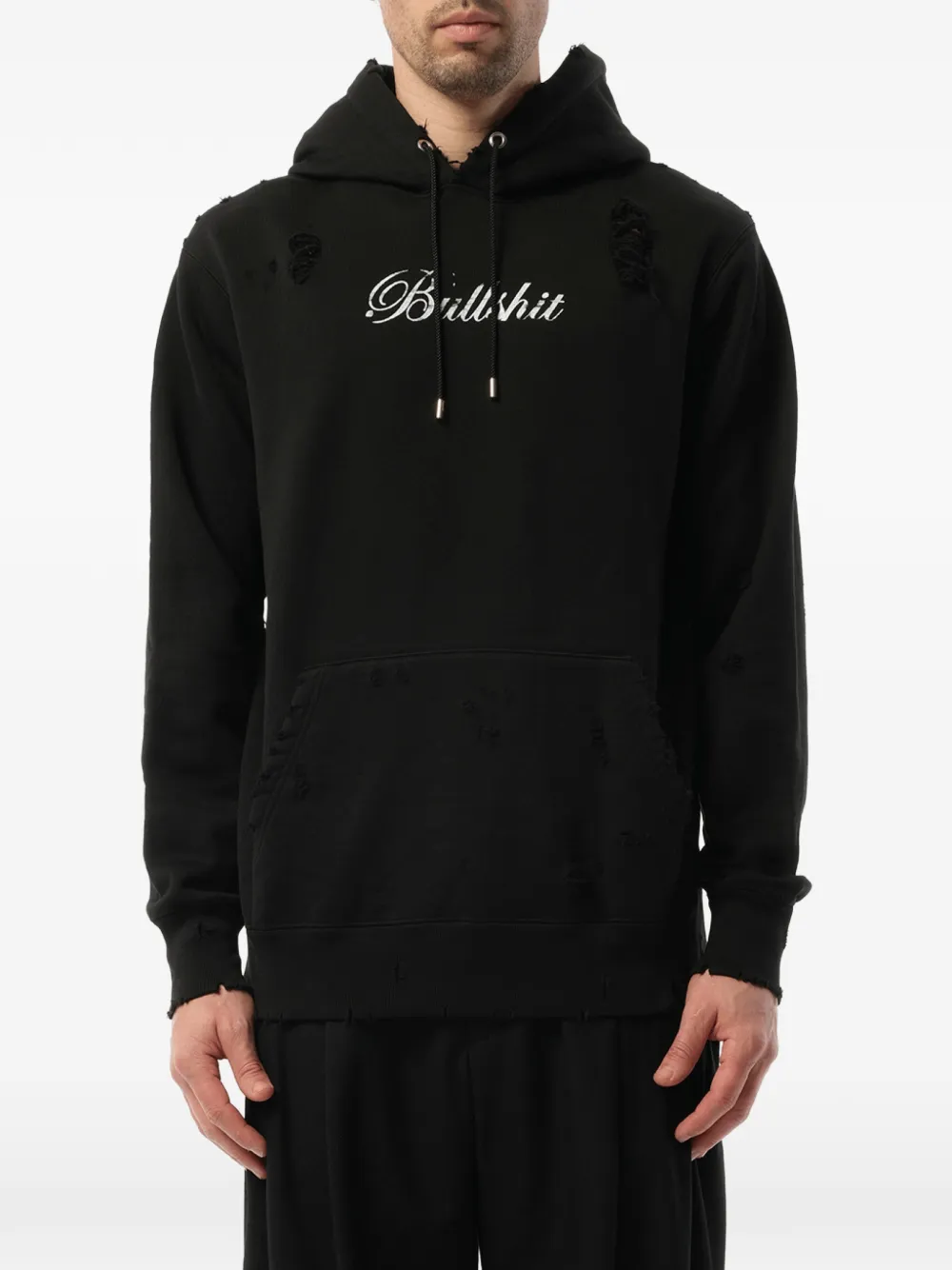 Mastermind Japan distressed skull-print hoodie - Nero