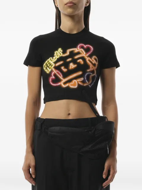 Doublet neon-print cropped T-shirt