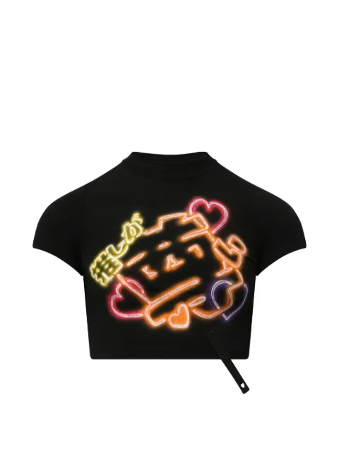 Doublet neon-print cropped T-shirt