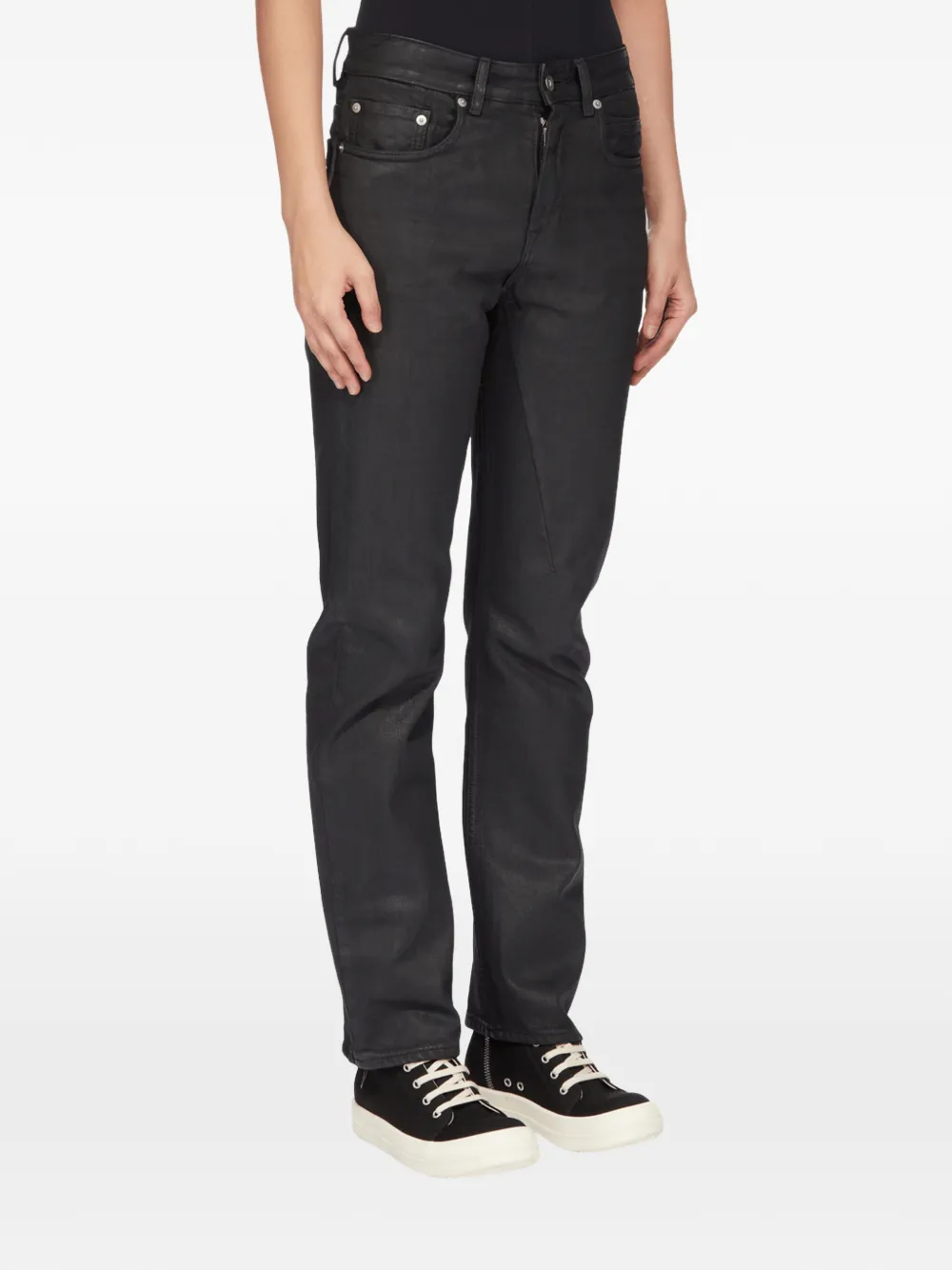 Rick Owens DRKSHDW Fog Cut jeans met waxafwerking Zwart