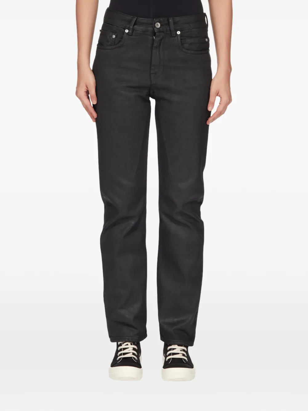 Rick Owens DRKSHDW Fog Cut jeans met waxafwerking Zwart