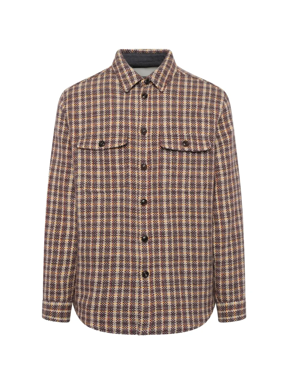 Vowels double-pocket minicheck shirt jacket - Braun