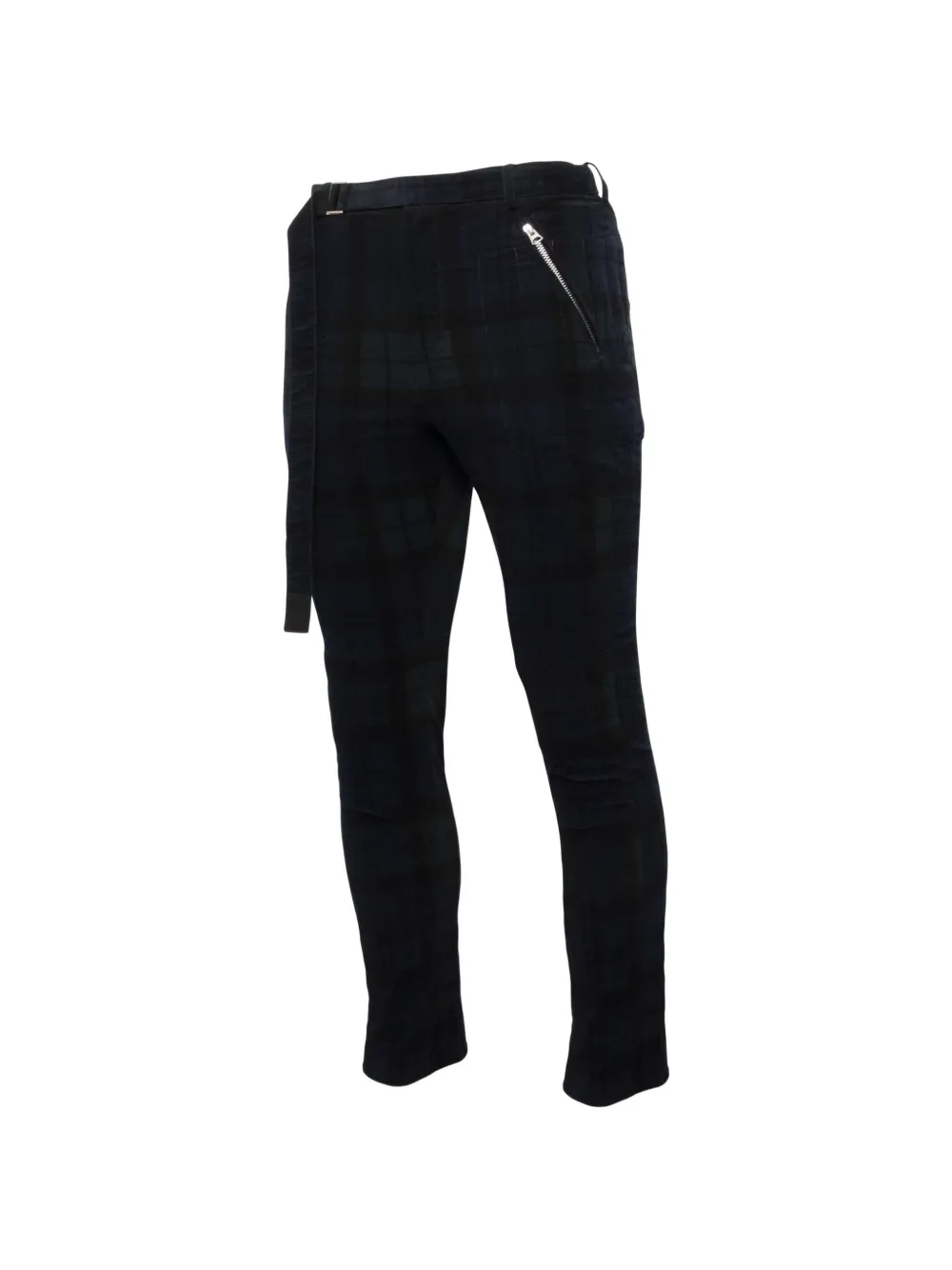 sacai Ribfluwelen geruite broek Zwart