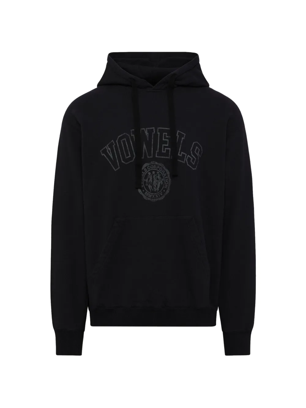 Vowels long-sleeve logo-detail hoodie - Nero