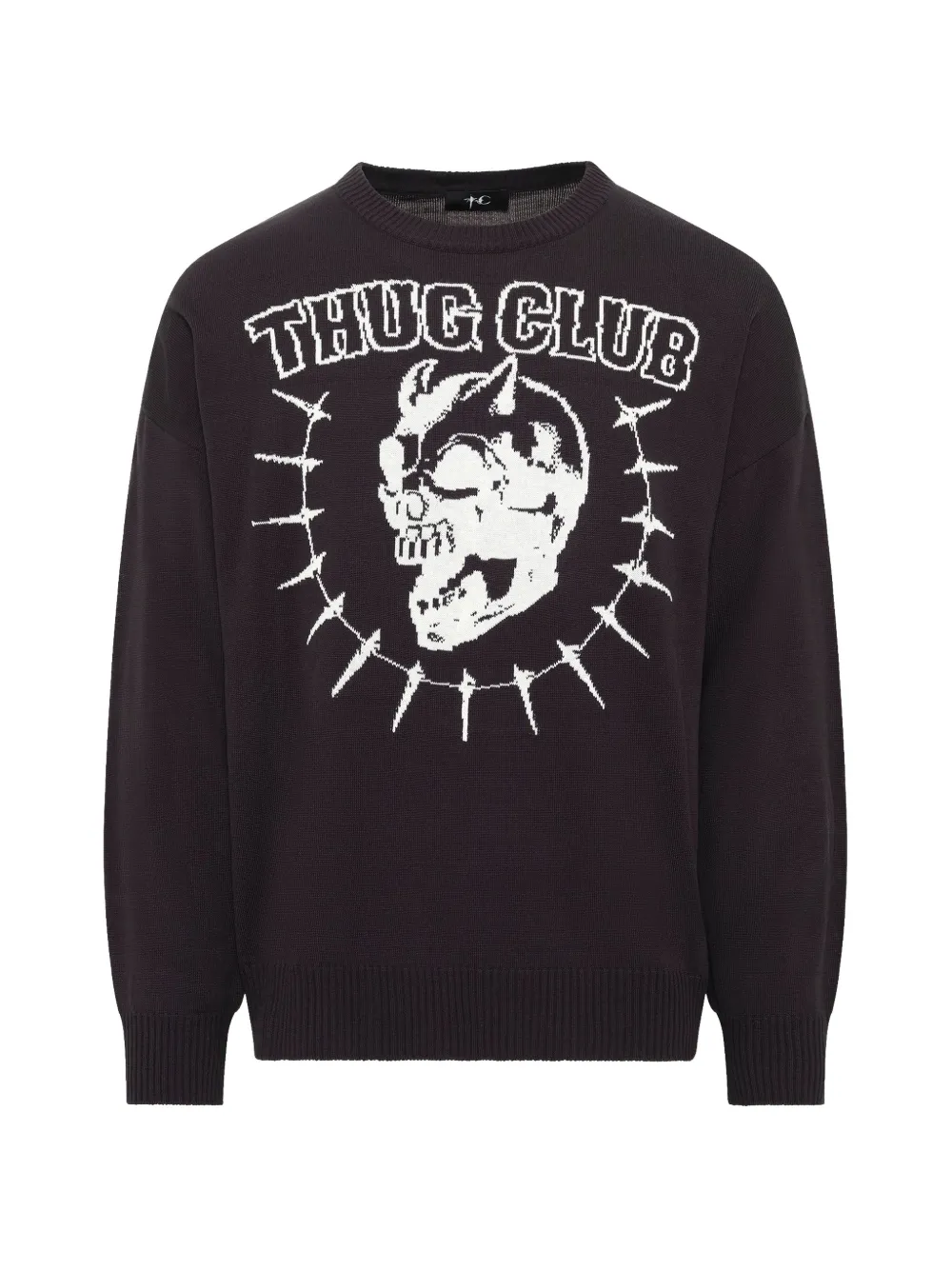 THUG CLUB TC Riding Skull knit sweater - Black