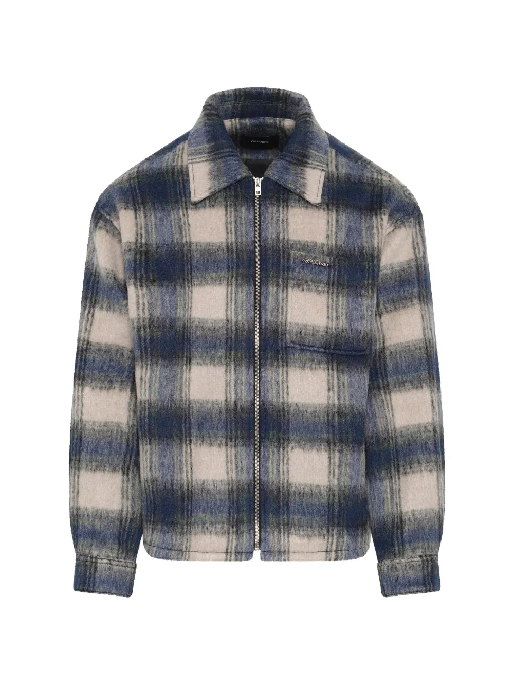 We11done check-pattern zip-up shirt - Blu