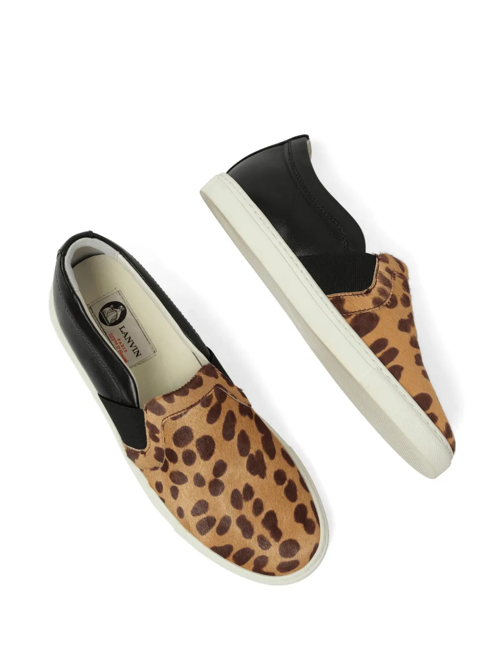 Lanvin leopard-print pull-on sneakers Beige
