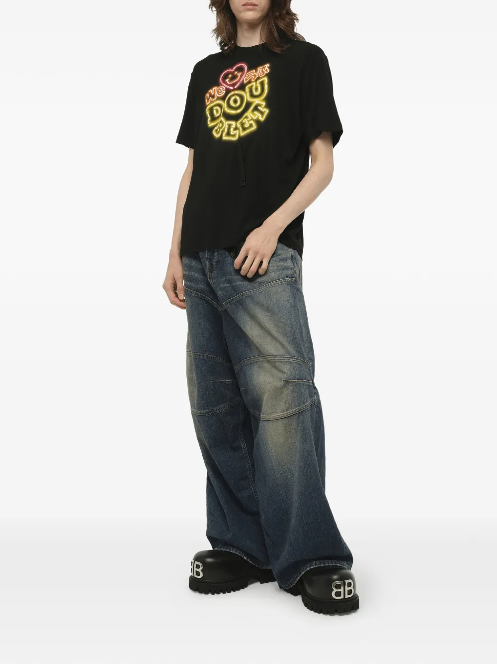 Doublet T-shirt met neonprint Zwart