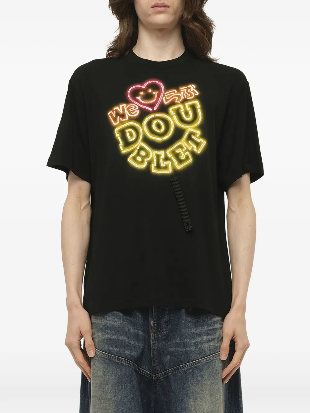 Doublet T-shirt met neonprint Zwart