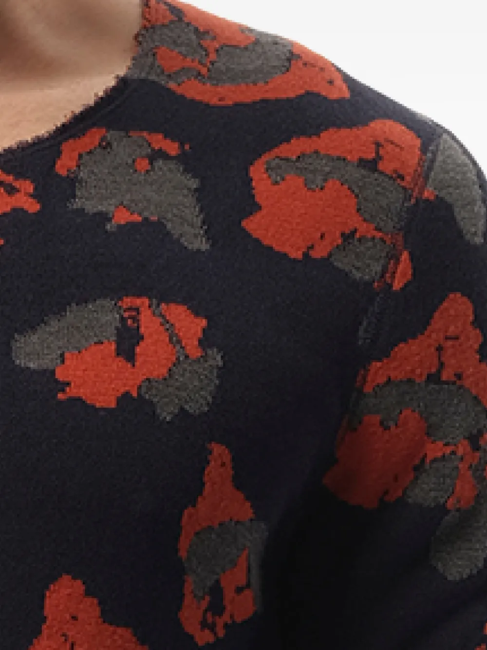 Lanvin Trui met luipaard jacquard en gerafelde afwerking Blauw