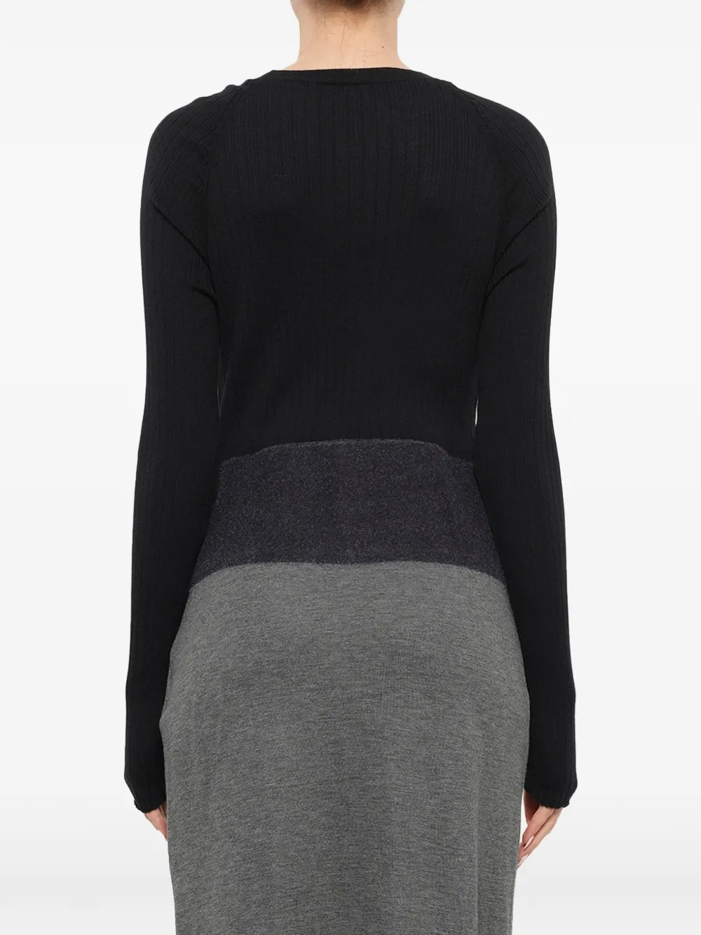 Neil Barrett ribbed side-slit midi dress Zwart