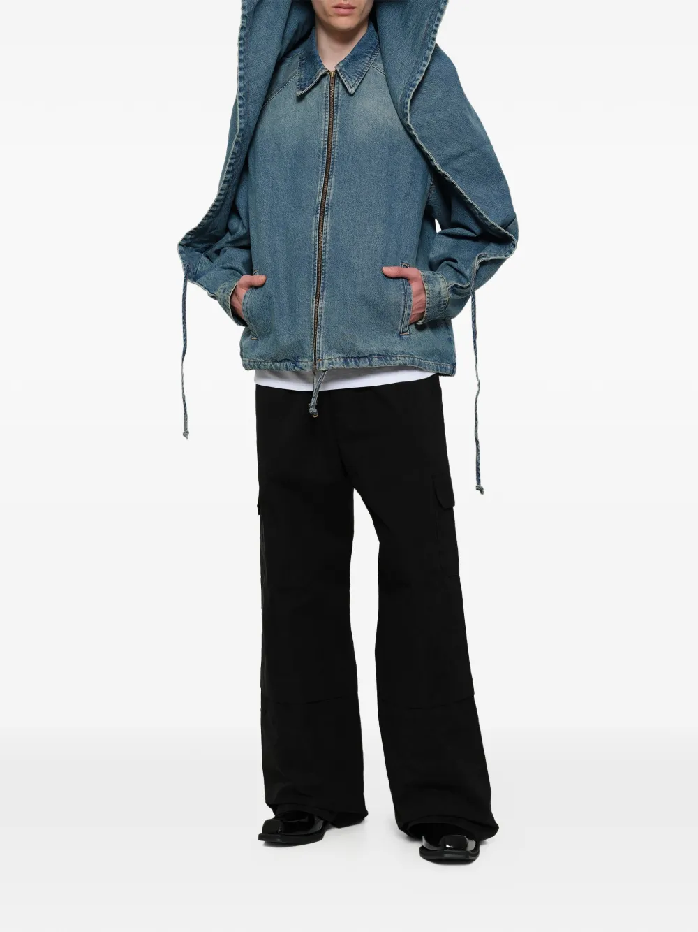 EGONlab. Denim jack met rits Blauw