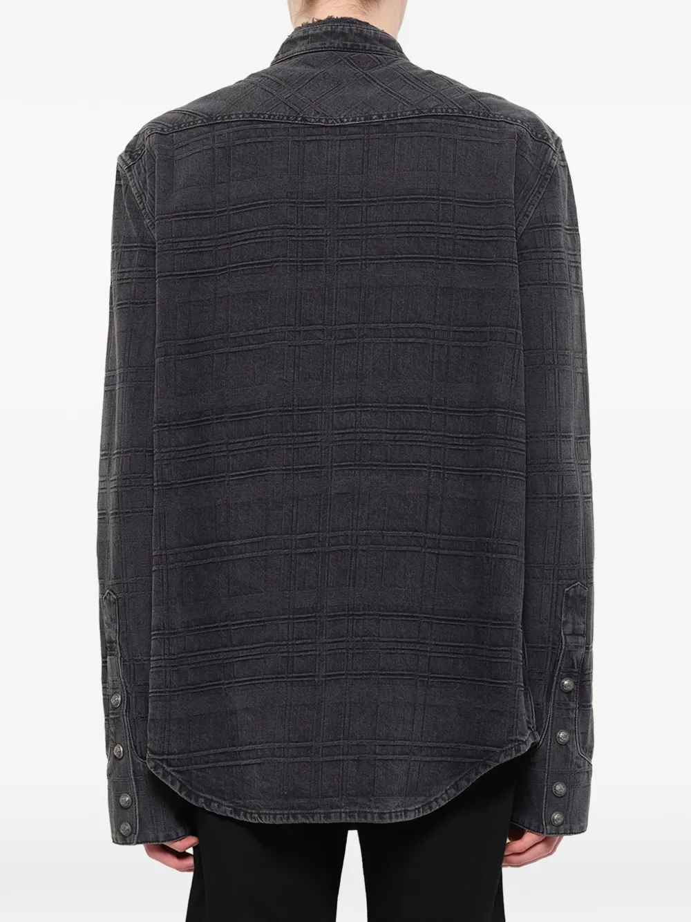 Balmain Overhemd met gerafelde kraag en gewatteerd effect Grijs